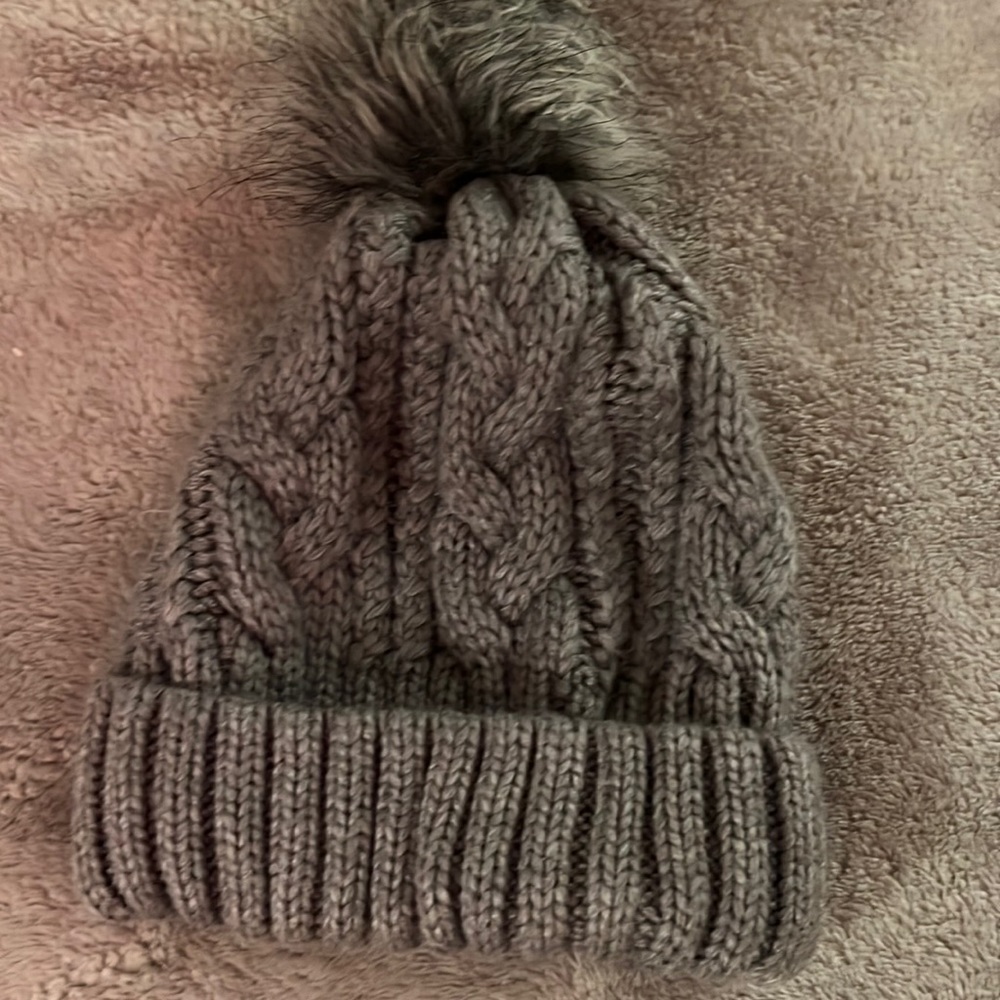 Light grey knitted wool winter hat